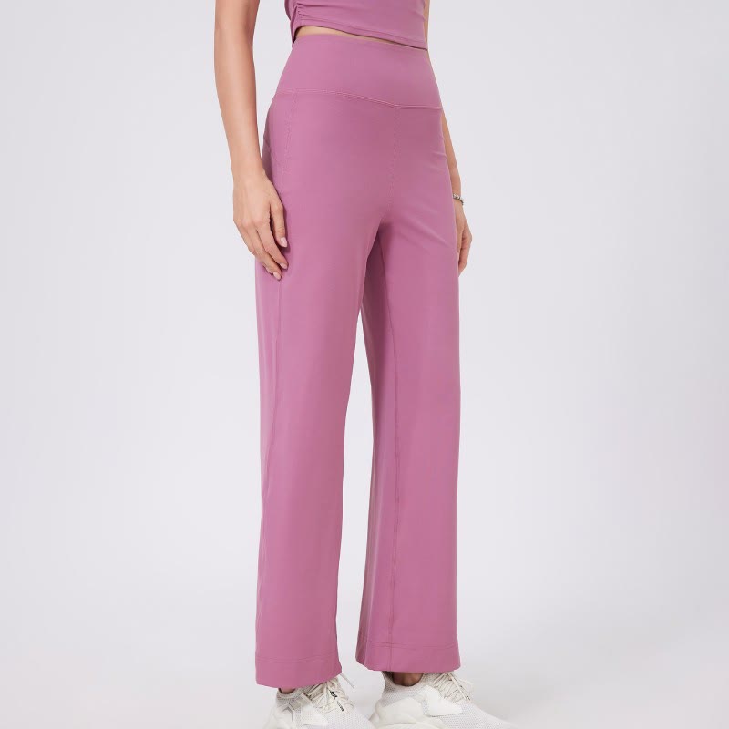 Olivenorma Versatile Straight-Leg Cut Mid Waist Stretch Dress Yoga Pants - Pink - XL - image 1