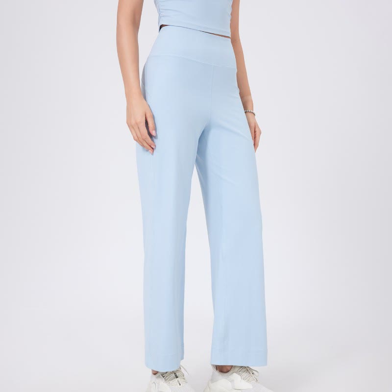Olivenorma Versatile Straight-Leg Cut Mid Waist Stretch Dress Yoga Pants - LightBlue - XL - image 6