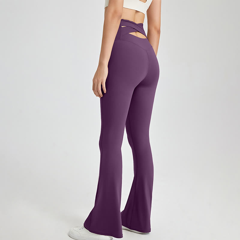 Olivenorma Women Workout Flare Leggings High Waist Yoga Pants - Purple - XL - image 12