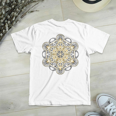 Olivenorma Metatron's Cube Double-Sided Printed Geometric V-Neck T-Shirt  - White - 2XL - image 12