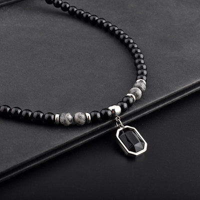 Olivenorma Black Onyx Natural Stone Beads Men Necklace - image 17