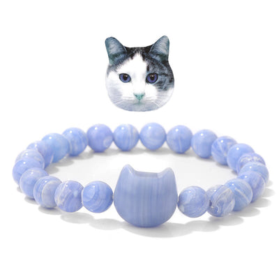 Olivenorma Mystic Meow Charm Crystal Bracelet - Blue Chalcedony - image 17