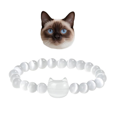 Olivenorma Mystic Meow Charm Crystal Bracelet - White Cat's Eye Stone - image 12