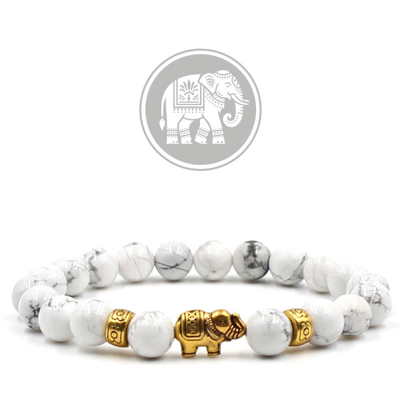 Olivenorma Auspicious Elephant Fortune Gemstone Bracelet - White Turquoise - image 5