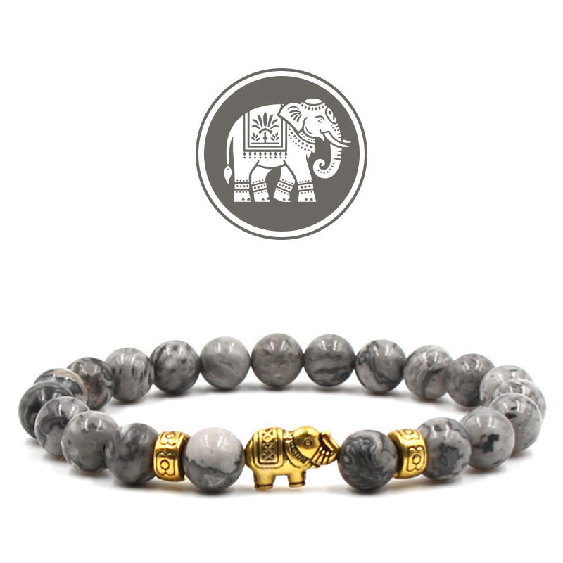 Olivenorma Auspicious Elephant Fortune Gemstone Bracelet - Grey Jasper - image 4