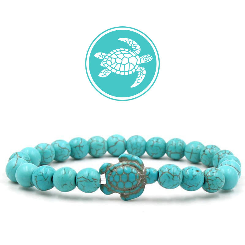 Olivenorma Turtle Blessing Amulet Gemstone Bracelet - Turquoise - image 1