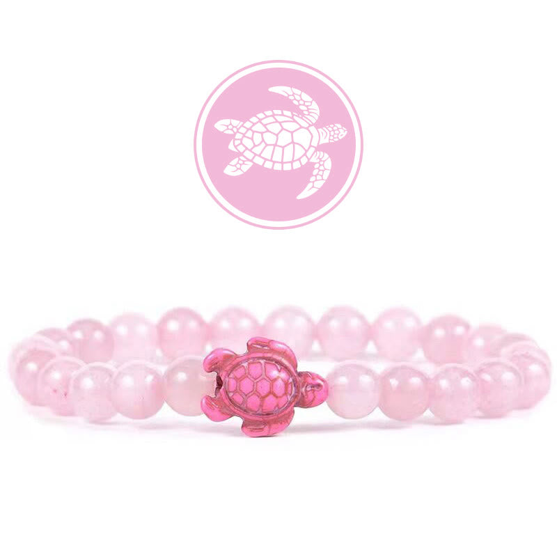 Olivenorma Turtle Blessing Amulet Gemstone Bracelet - Rose Quartz - image 5