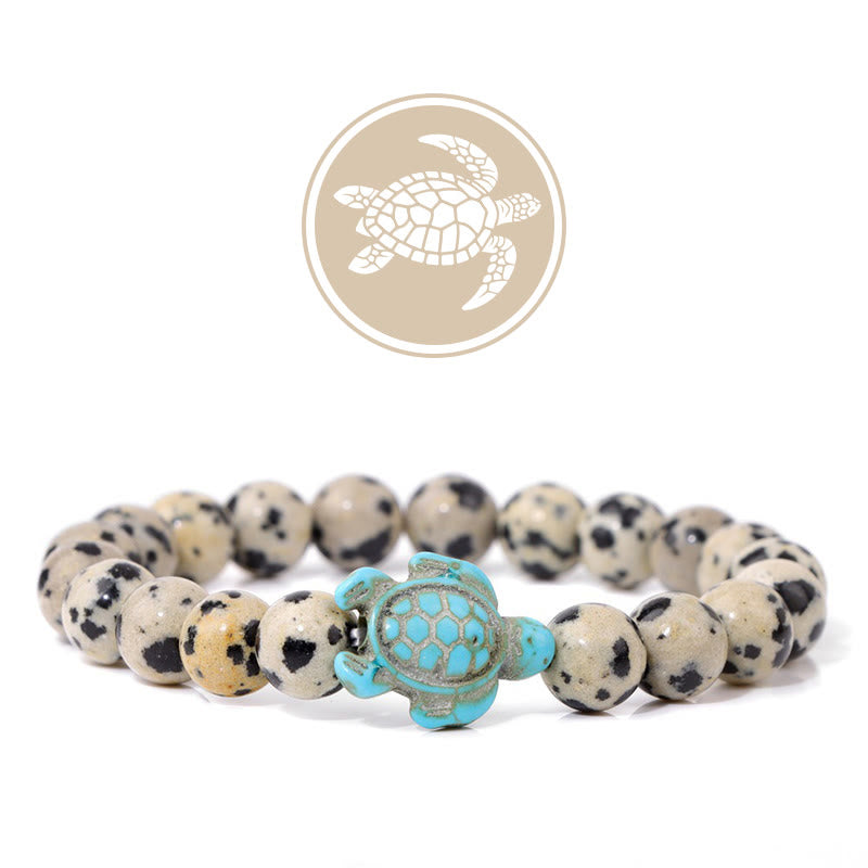 Olivenorma Turtle Blessing Amulet Gemstone Bracelet - Dalmatian Jasper - image 14