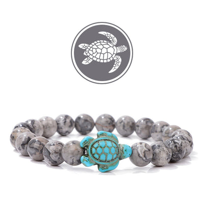 Olivenorma Turtle Blessing Amulet Gemstone Bracelet - Grey Jasper - image 16