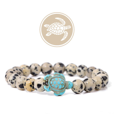 Olivenorma Turtle Blessing Amulet Gemstone Bracelet - Dalmatian Jasper - image 14