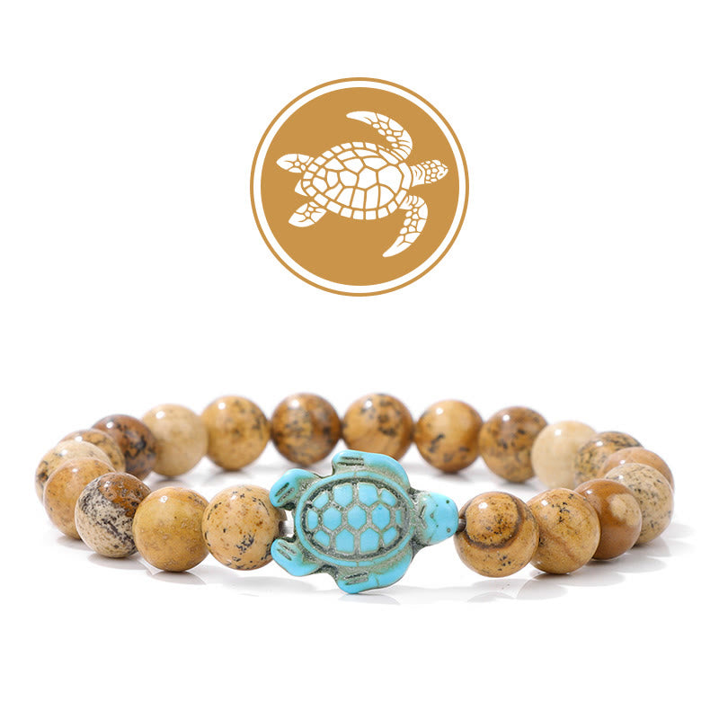 Olivenorma Turtle Blessing Amulet Gemstone Bracelet - Picture Jasper - image 17