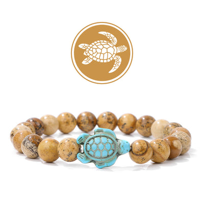 Olivenorma Turtle Blessing Amulet Gemstone Bracelet - Picture Jasper - image 17