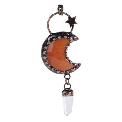 Olivenorma Crystal Moon Star Gemstone Pendant Necklace - Red Jade&Clear Quartz - image 17