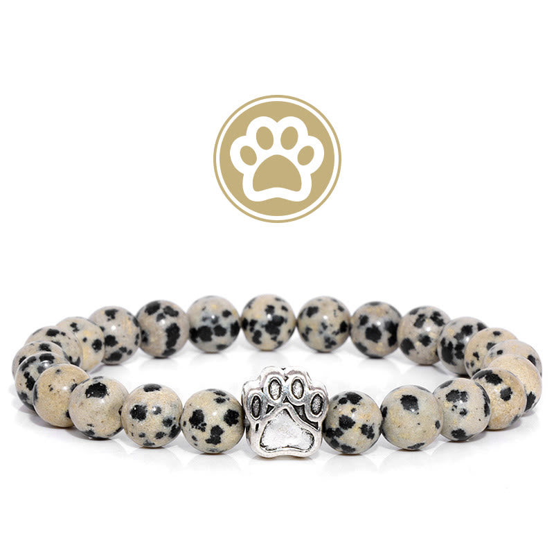 Olivenorma Furry Blessing Paw Gemstone Bracelet - Dalmatian Jasper - image 1
