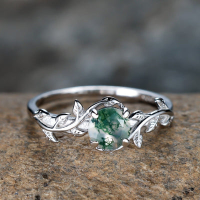 Olivenorma "Waterweed Dream" - Copper Moss Agate Ring - S925 Silver - US 11 - image 0