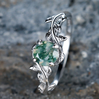 Olivenorma "Waterweed Dream" - Copper Moss Agate Ring - image 6