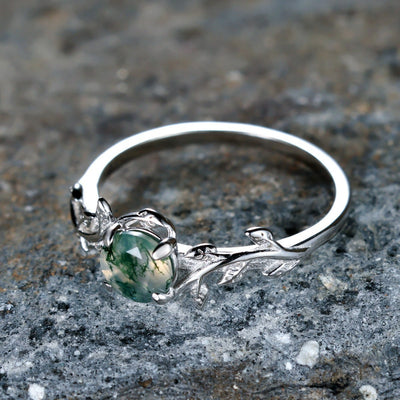 Olivenorma "Waterweed Dream" - Copper Moss Agate Ring - image 4