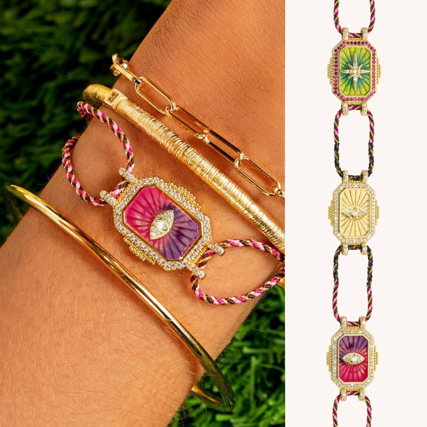 Olivenorma Colorful Tarot Kaleidoscope Braided Bracelet Necklace - image 0