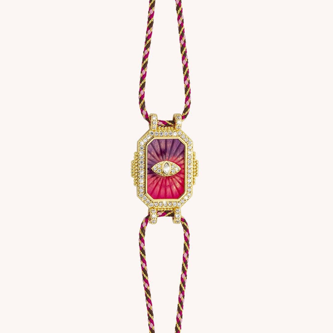 Olivenorma Colorful Tarot Kaleidoscope Braided Bracelet Necklace - Purple Eye Bracelet - image 1