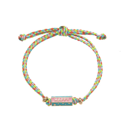 Olivenorma Tribal Tarot Featuring Letter Charm Braided Rope Necklace Bracelet - HAPPY - Bracelet - image 2