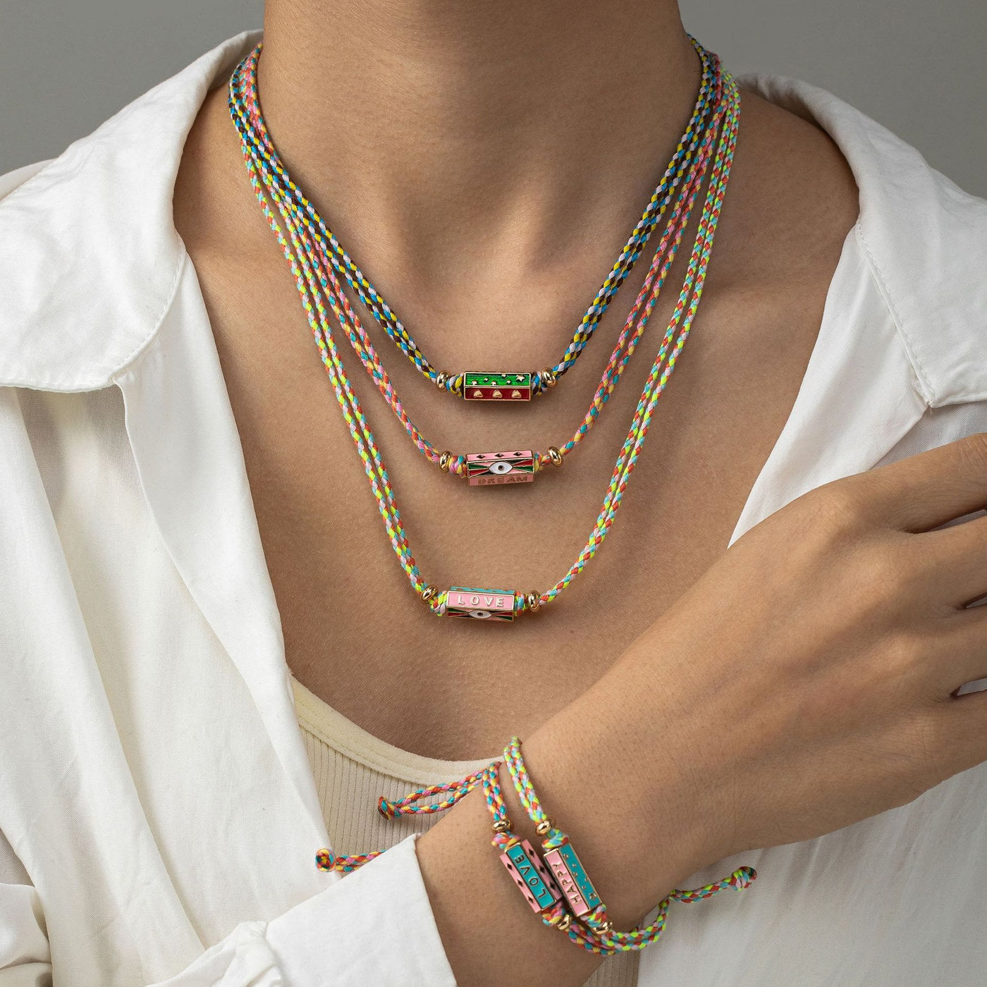 Olivenorma Tribal Tarot Featuring Letter Charm Braided Rope Necklace Bracelet - image 11