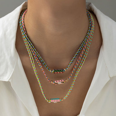 Olivenorma Tribal Tarot Featuring Letter Charm Braided Rope Necklace Bracelet - image 12