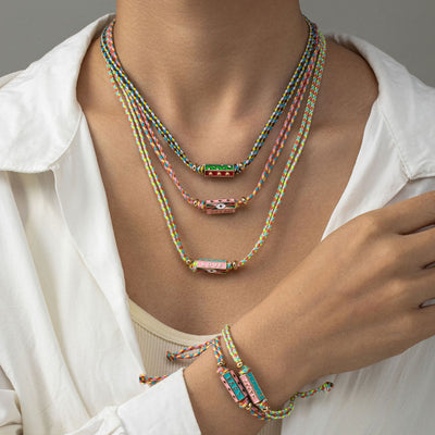 Olivenorma Tribal Tarot Featuring Letter Charm Braided Rope Necklace Bracelet - image 11