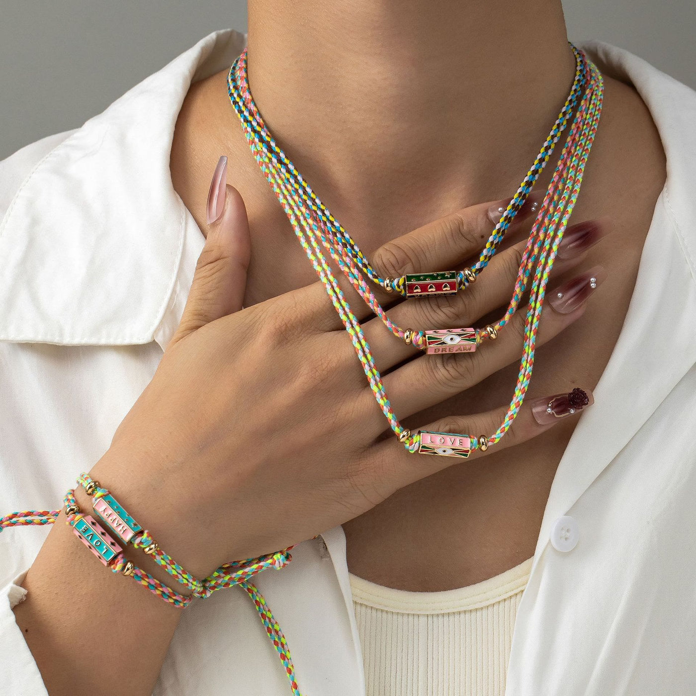 Olivenorma Tribal Tarot Featuring Letter Charm Braided Rope Necklace Bracelet - image 10
