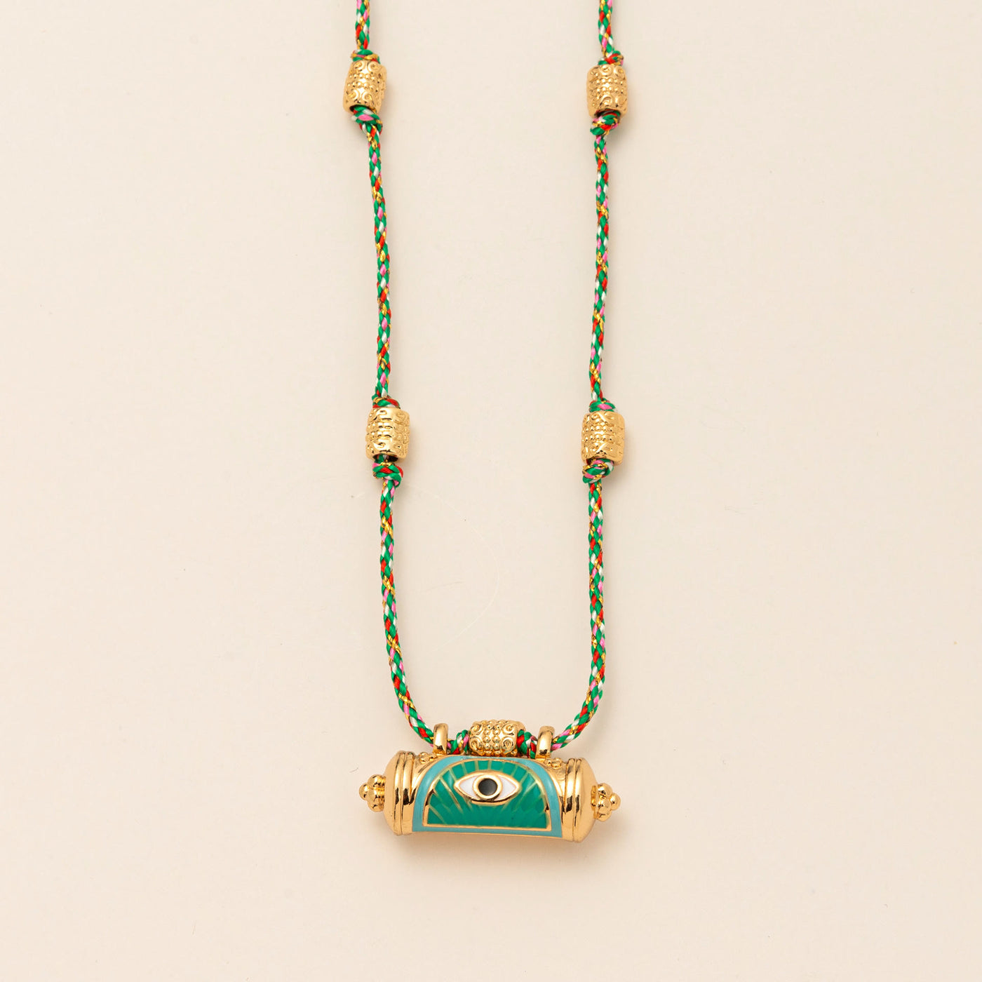 Olivenorma Tribal Charm Evil Eye Kaleidoscope Braided Rope Necklace - Green Eye - image 3
