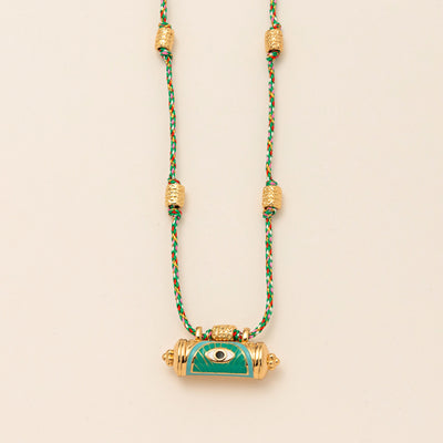 Olivenorma Tribal Charm Evil Eye Kaleidoscope Braided Rope Necklace - Green Eye - image 3