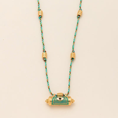 Olivenorma Tribal Charm Evil Eye Kaleidoscope Braided Rope Necklace - Blue Eye - image 1