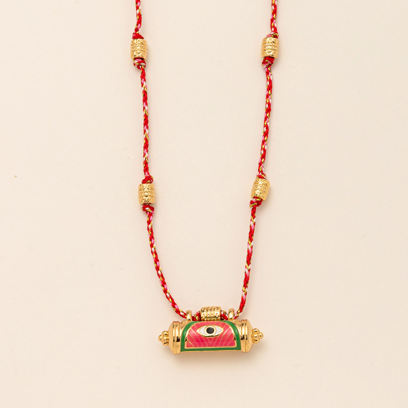 Olivenorma Tribal Charm Evil Eye Kaleidoscope Braided Rope Necklace - Red Eye - image 2
