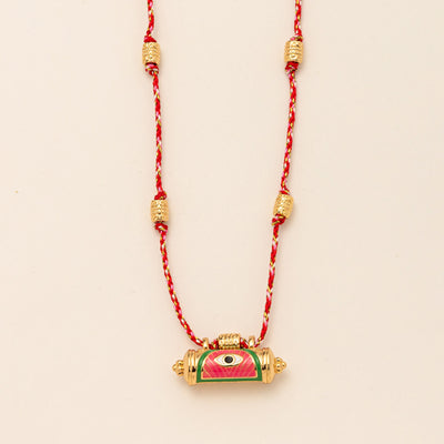 Olivenorma Tribal Charm Evil Eye Kaleidoscope Braided Rope Necklace - Red Eye - image 2