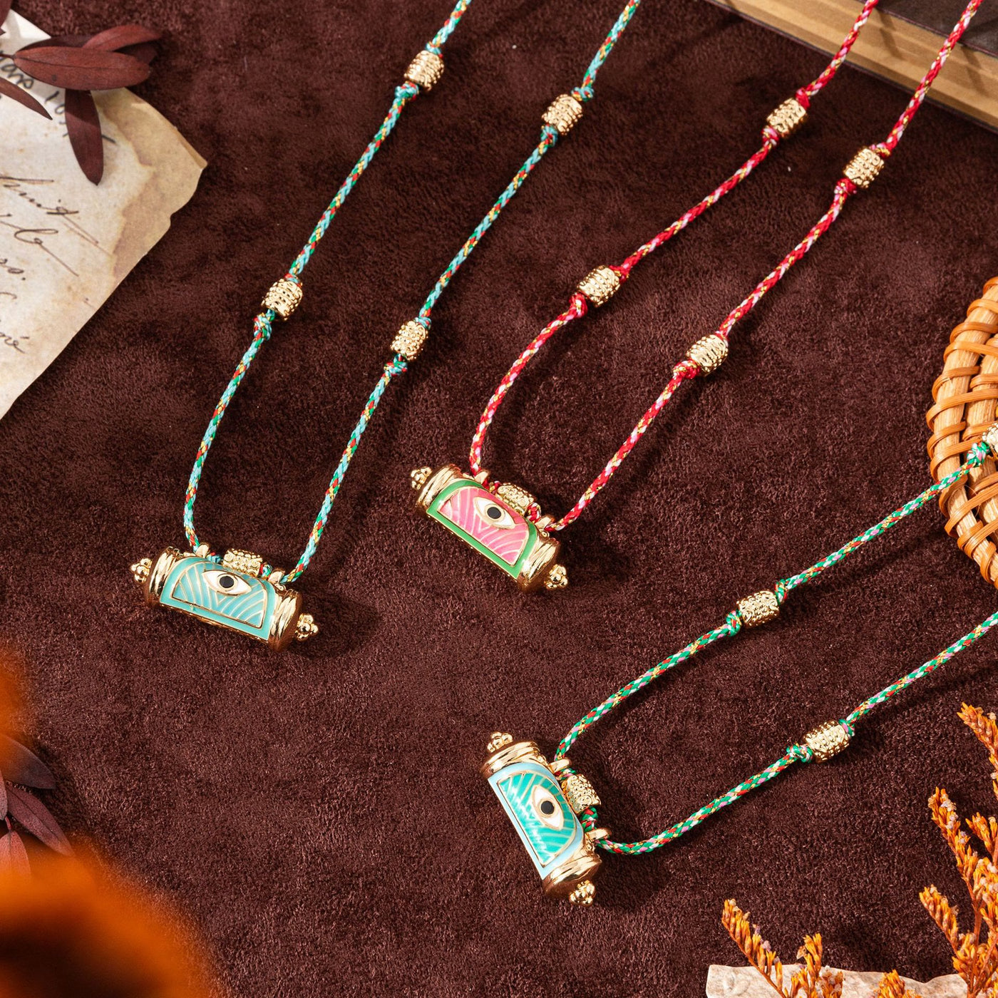 Olivenorma Tribal Charm Evil Eye Kaleidoscope Braided Rope Necklace - image 4