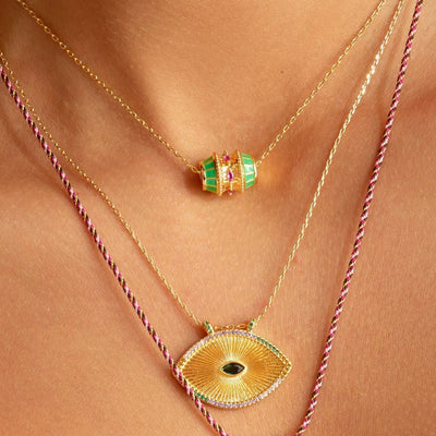Olivenorma Lucky Charm Rotatable Bead Neckalce Braided Rope Bracelet - image 9