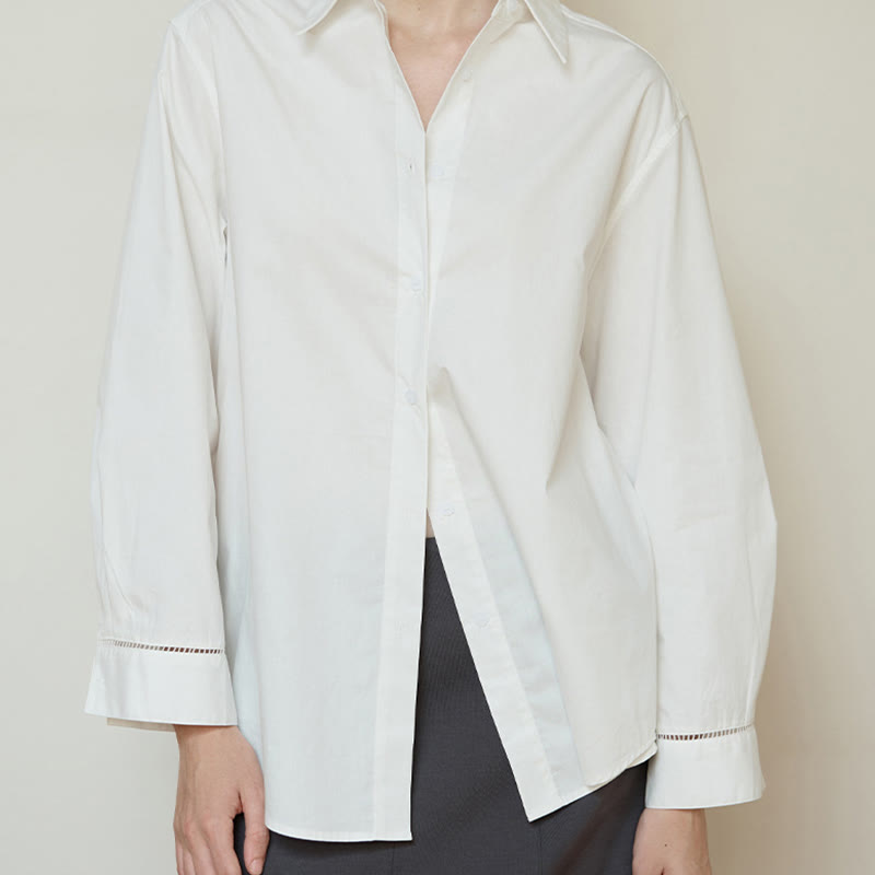 Olivenorma Button Down Long Sleeve Cotton Oversized Collared Top Women Shirt - image 6
