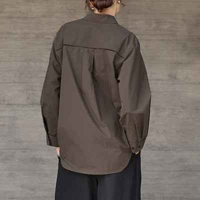 Olivenorma Button Down Long Sleeve Cotton Oversized Collared Top Women Shirt - image 4