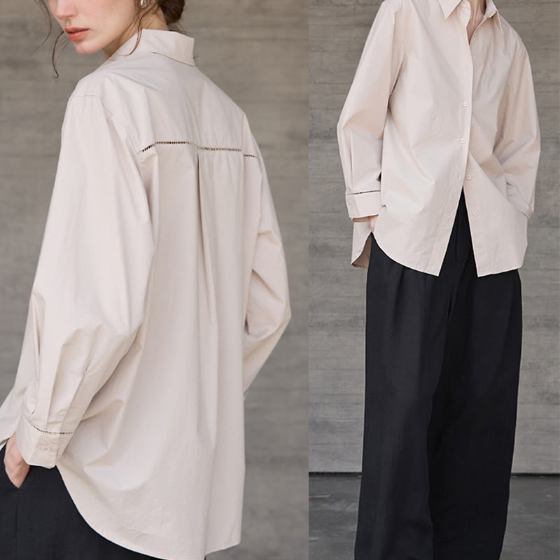 Olivenorma Button Down Long Sleeve Cotton Oversized Collared Top Women Shirt - image 13