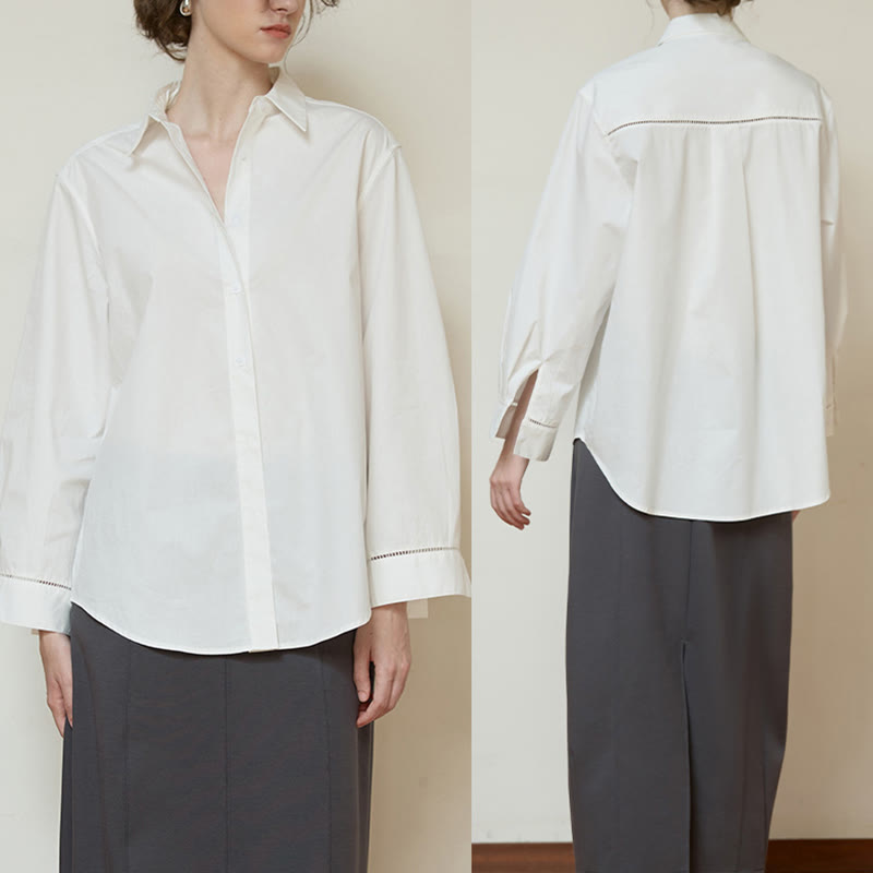 Olivenorma Button Down Long Sleeve Cotton Oversized Collared Top Women Shirt - image 9