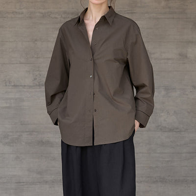 Olivenorma Button Down Long Sleeve Cotton Oversized Collared Top Women Shirt - image 3