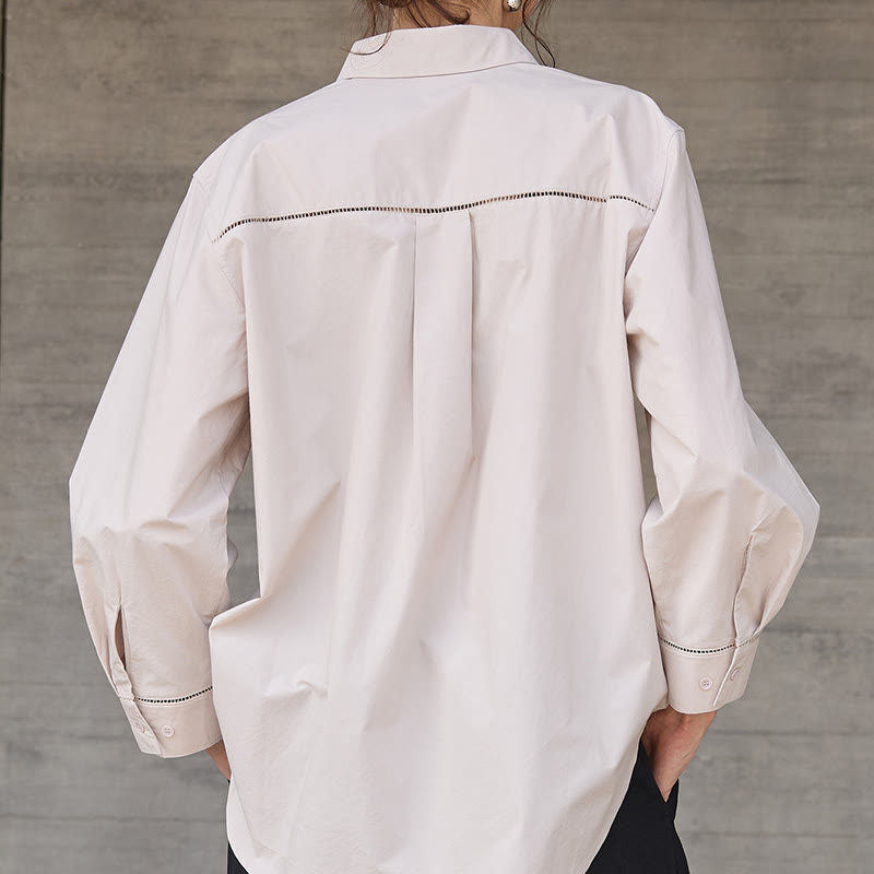 Olivenorma Button Down Long Sleeve Cotton Oversized Collared Top Women Shirt - image 12