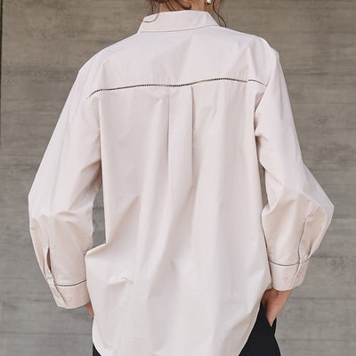 Olivenorma Button Down Long Sleeve Cotton Oversized Collared Top Women Shirt - image 12