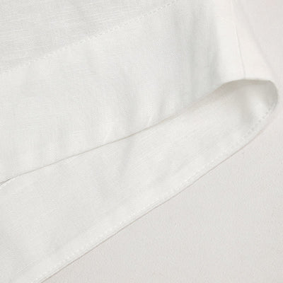 Olivenorma Solid White V-Neck Roll Up Sleeve Linen Blouse Women Shirt - image 8