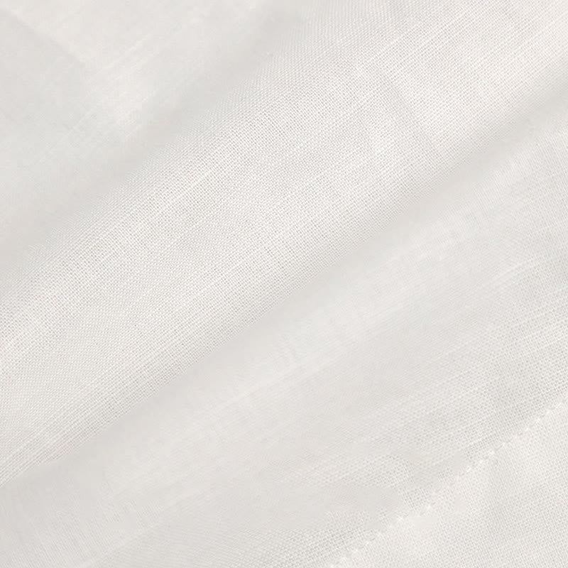 Olivenorma Solid White V-Neck Roll Up Sleeve Linen Blouse Women Shirt - image 11
