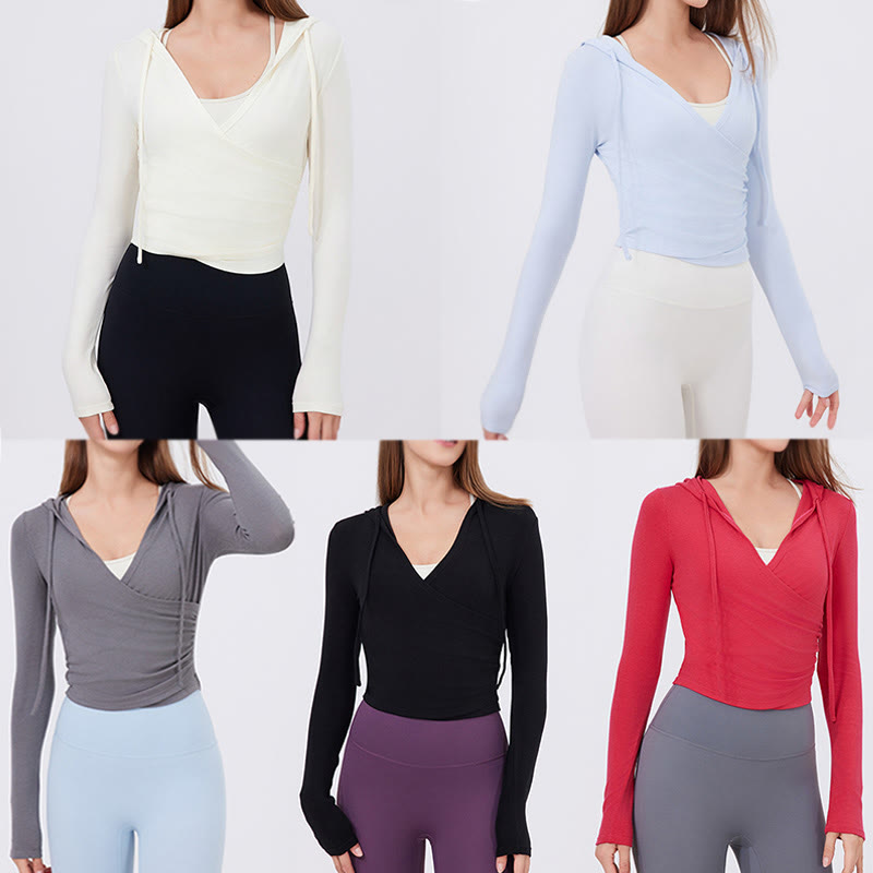Olivenorma Long Sleeve Crop Tops Breathable Workout Yoga Hoodies - image 14