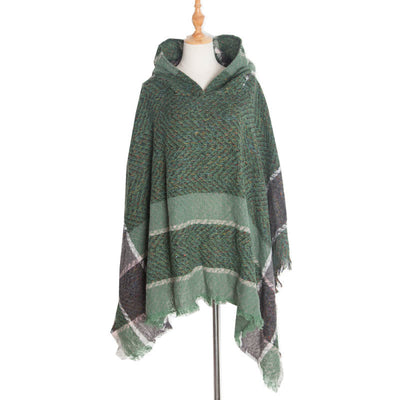 Olivenorma Cozy Herringbone Pullover Poncho Shawl - Green - image 12