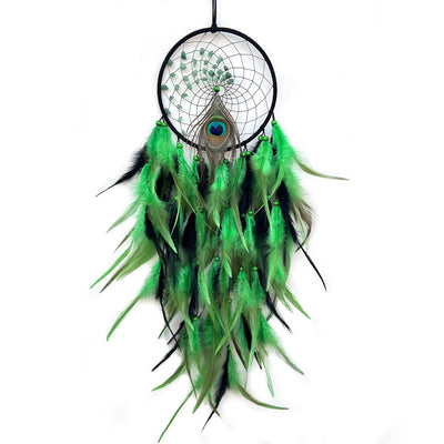 Olivenorma Red Agate Turquoise Peacock Feather Dream Catcher - Green Aventurine - Without Lights - image 9