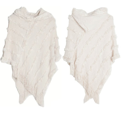 Olivenorma Solid Color Fringe Wrap Hat Cardigan Shawl - White - image 12