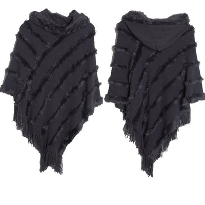 Olivenorma Solid Color Fringe Wrap Hat Cardigan Shawl - Gray - image 17