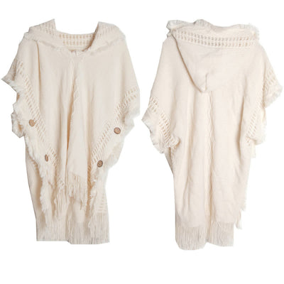 Olivenorma Fuzzy Ivory Acrylic Cardigan Shawl - Off-White - image 1